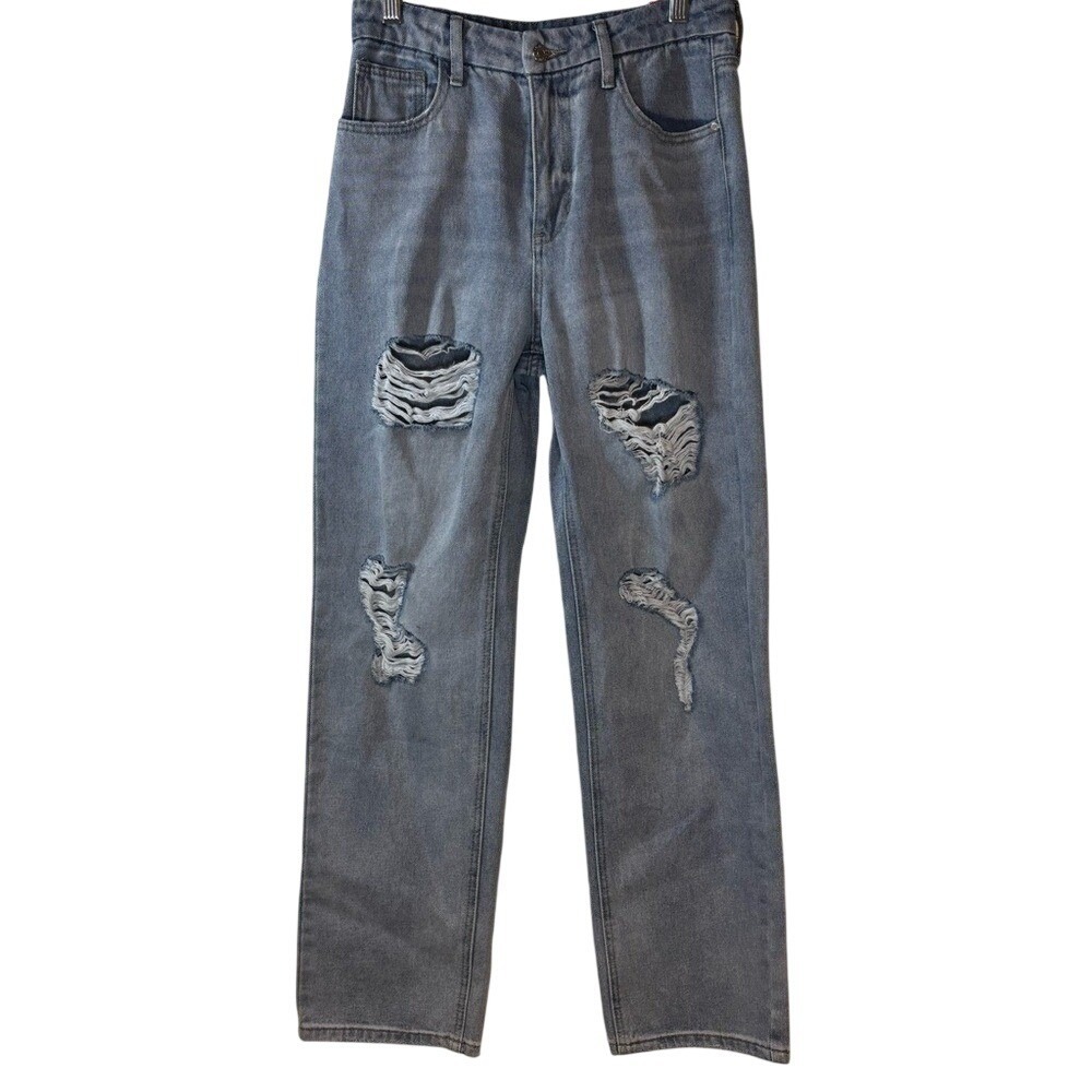 NWT GUESS Jessalyn High Rise Light Dest. Wash Straight Leg Jeans Women Size 4/27